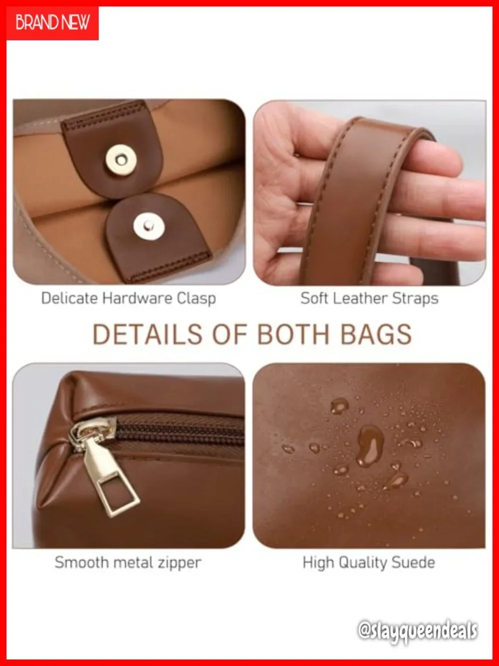 2-Piece Vegan Leather Purse Set: Slouchy Hobo & Suede Tote, Faux Suede Handbags